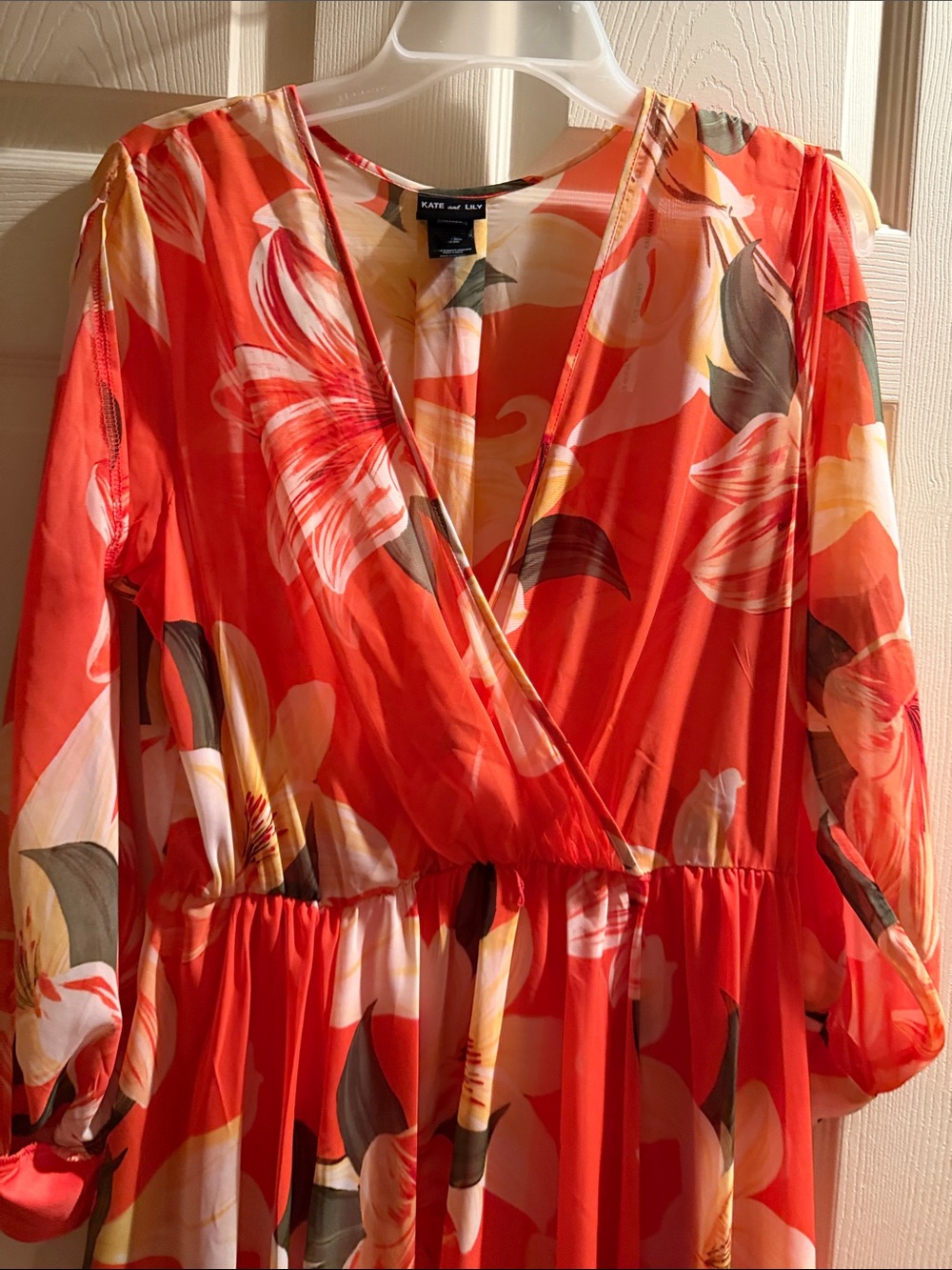 Kate and Lily Coral-Peach Floral Maxi Dress